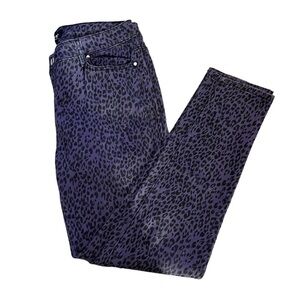 Purple Leopard Print Skinny Leg Mid Rise Casual Pant 15